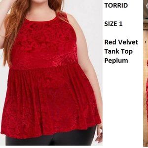 Torrid Red Velvet Tank Top Peplum